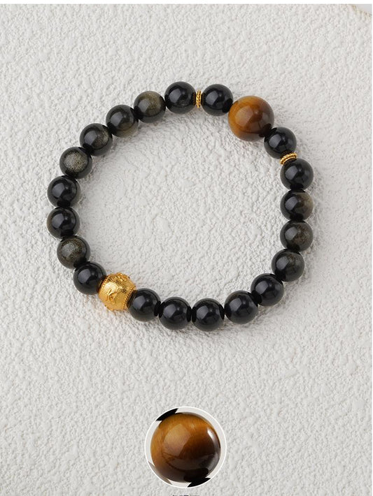 Tibetan-Buddhist Handmade Goldstone & Tiger Eye Bracelet | Jewelry Art