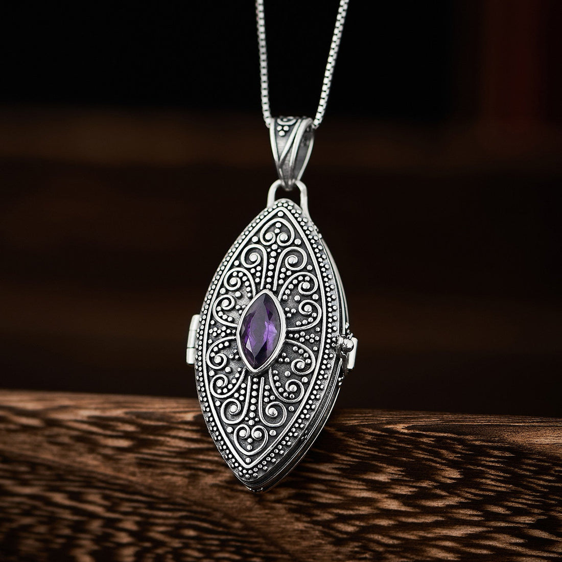 tibetan-buddhist Amethyst S925 Silver Ghau Box Tibetan Buddhist Jewelry