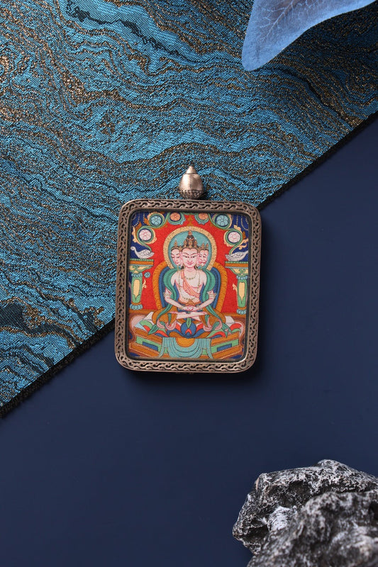 4x5cm Chigang Style Hand-painted Vairocana (Dari Rulai) Buddhist Pendant: The Beacon of Tibetan Buddhist Jewelry