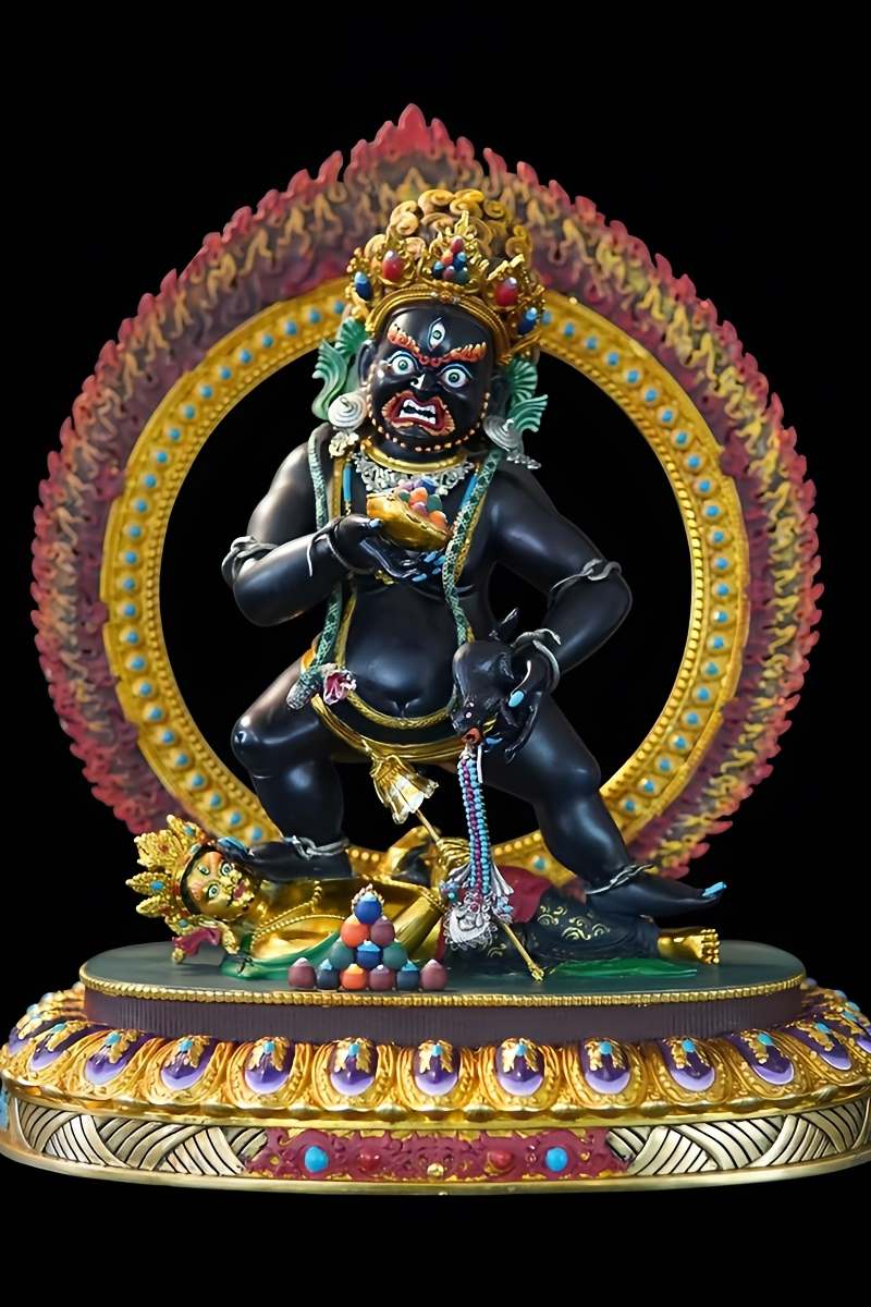 Tibetan-Buddhist Black Jambhala Handmade Copper Statue - Buddhist Art