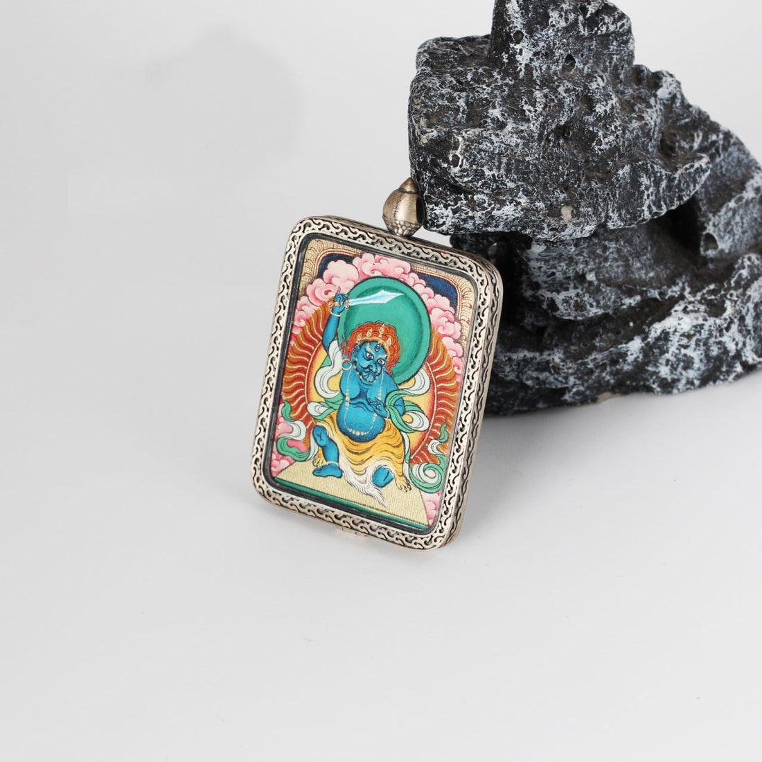 Acala (Immovable Wisdom King) Karma Kagyu Thangka Pendant (2.5x3.5cm)
