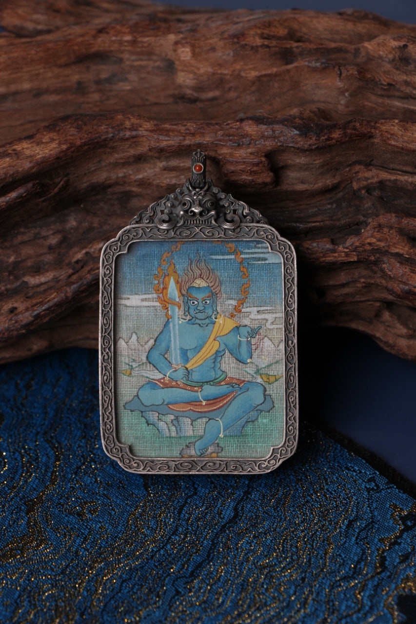 3.5×4.5cm Tibetan Acalanatha (Fudo Myoo) Buddhist Pendant: A Collectible Vessel of Tibetan Buddhist Jewelry