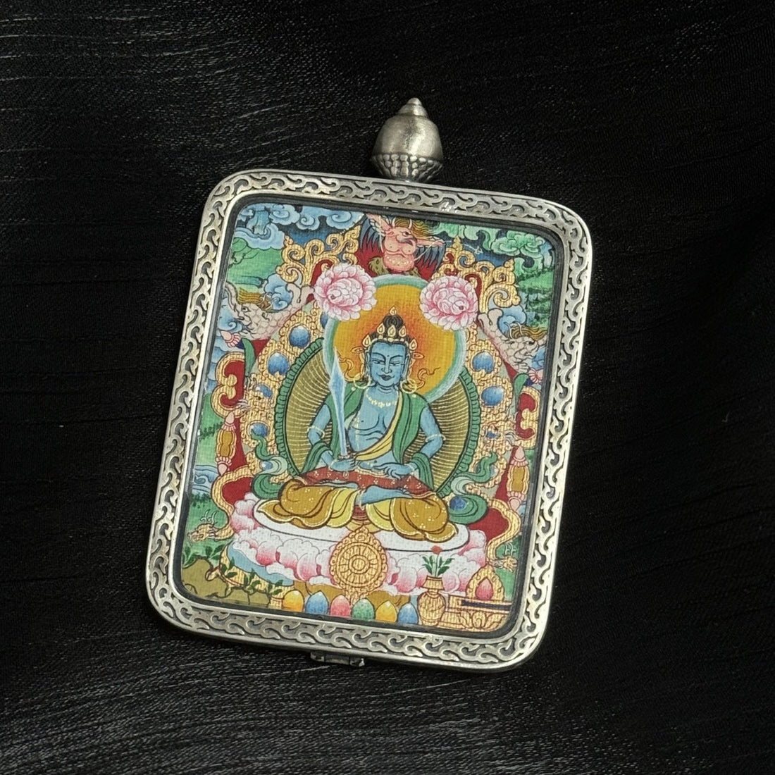 Akasagarbha Bodhisattva Menri Thangka Pendant: The Bodhisattva of Treasury and Merit