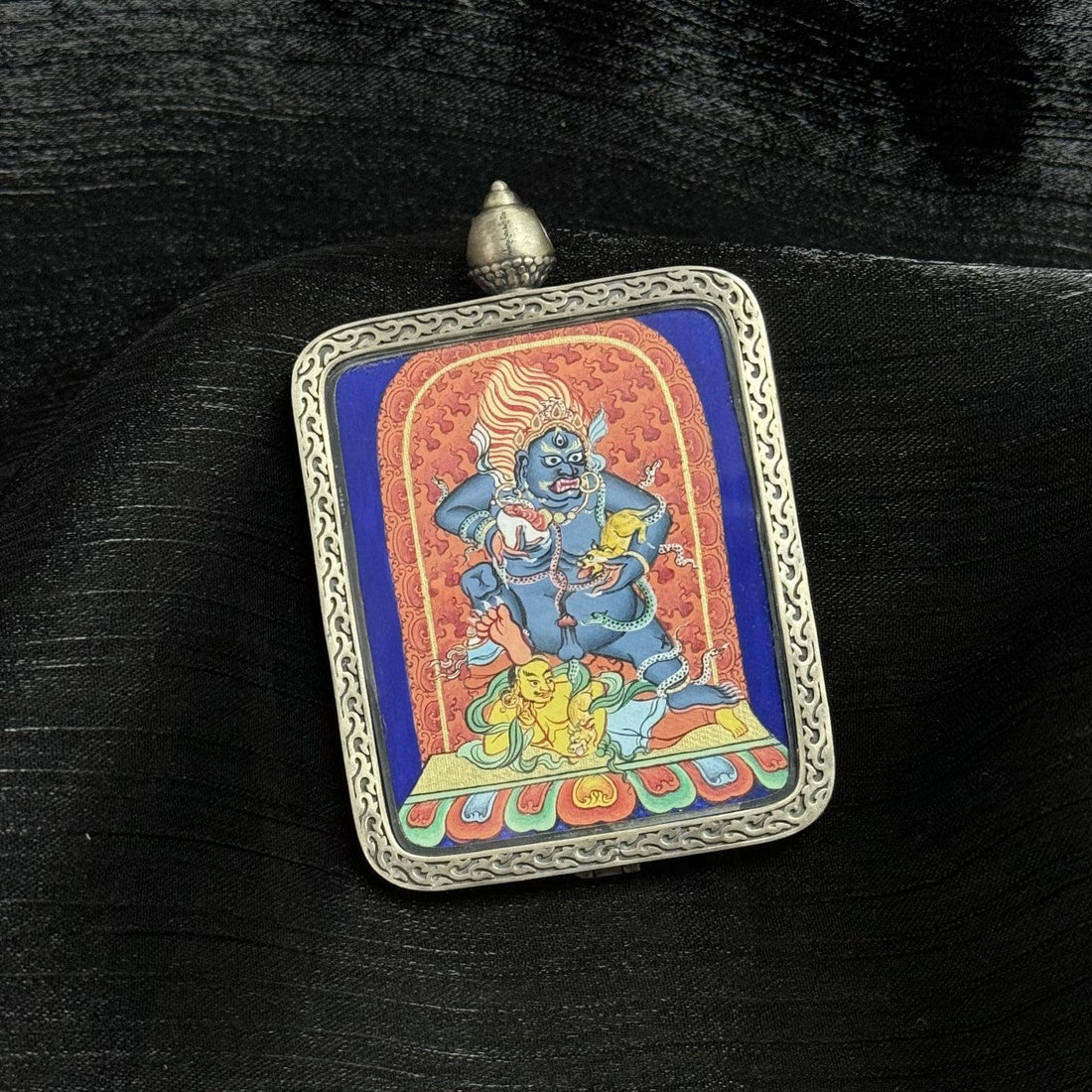Black Jambhala Chigung Thangka Pendant: The Wealth Deity of Immediate Blessings