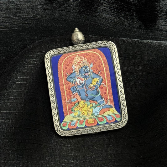 Black Jambhala Chigung Thangka Pendant: The Wealth Deity of Immediate Blessings