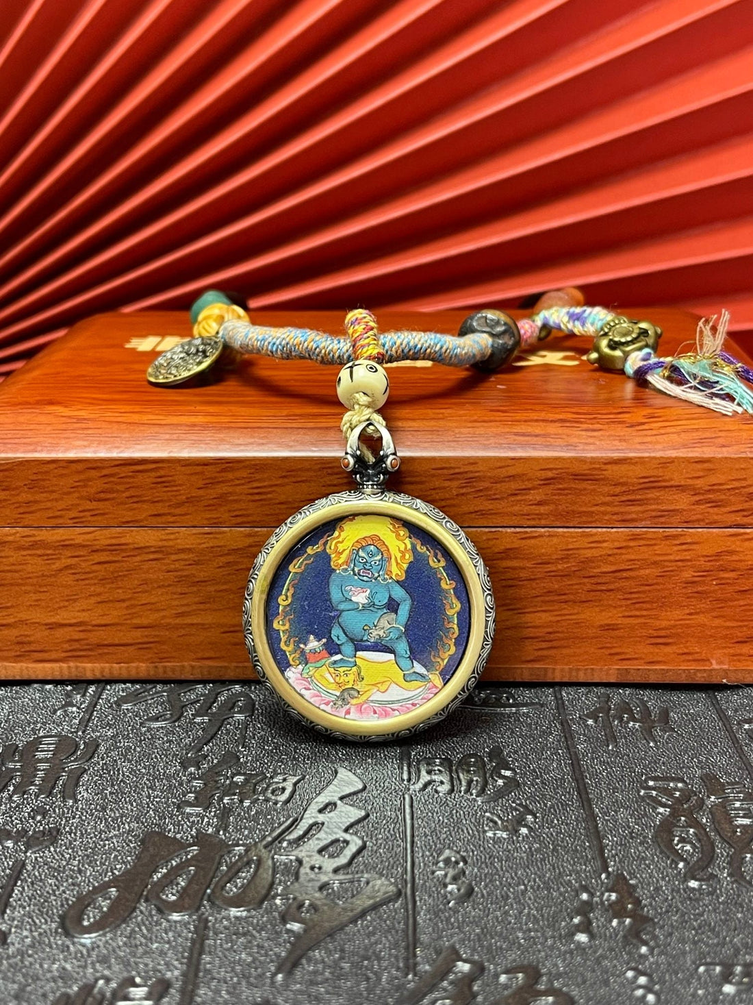 3.5cm Hand-Painted Black Jambhala Tibet Coarse Buddhist Pendant: Wealth King, Lifelike 3D Tibetan Buddhist Jewelry