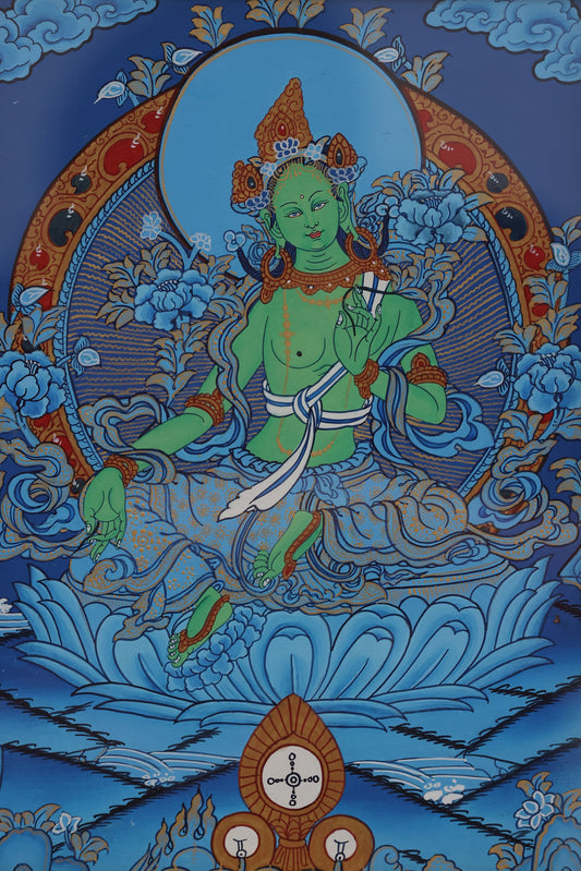 Nepal’s Hand-Painted 20x30cm Green Tara Thangka: A Deep Dive Into Tibetan Buddhist Art, Symbolism, and Craft