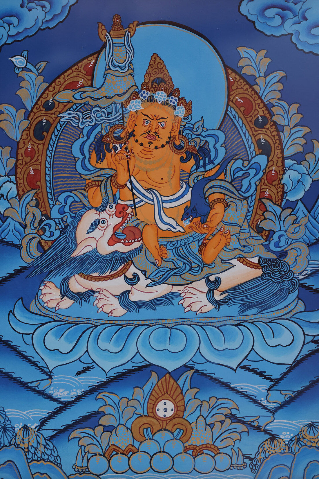 Nepali Blue Thangka of Vaishravana (Wealth King): Decoding the Art & Spiritual Symbolism of Tibetan Buddhism