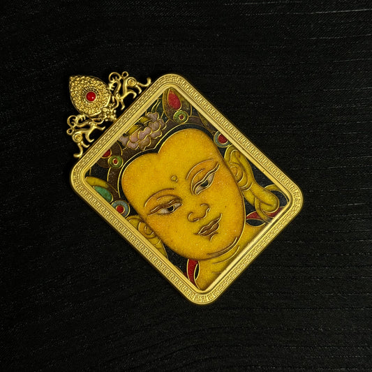 Manjushri in Cloisonné: Wisdom and Success with the 4x5cm Thangka Pendant