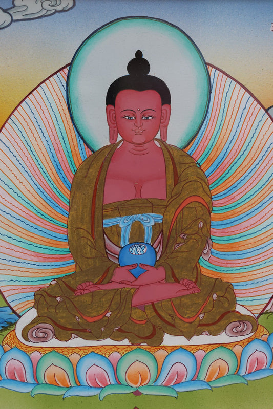 Blog Article: Nepalese Hand-Painted Thangka of Red Amitabha Buddha: Decoding Its Tibetan Buddhist Symbolism, Artistry, and Cultural Roots