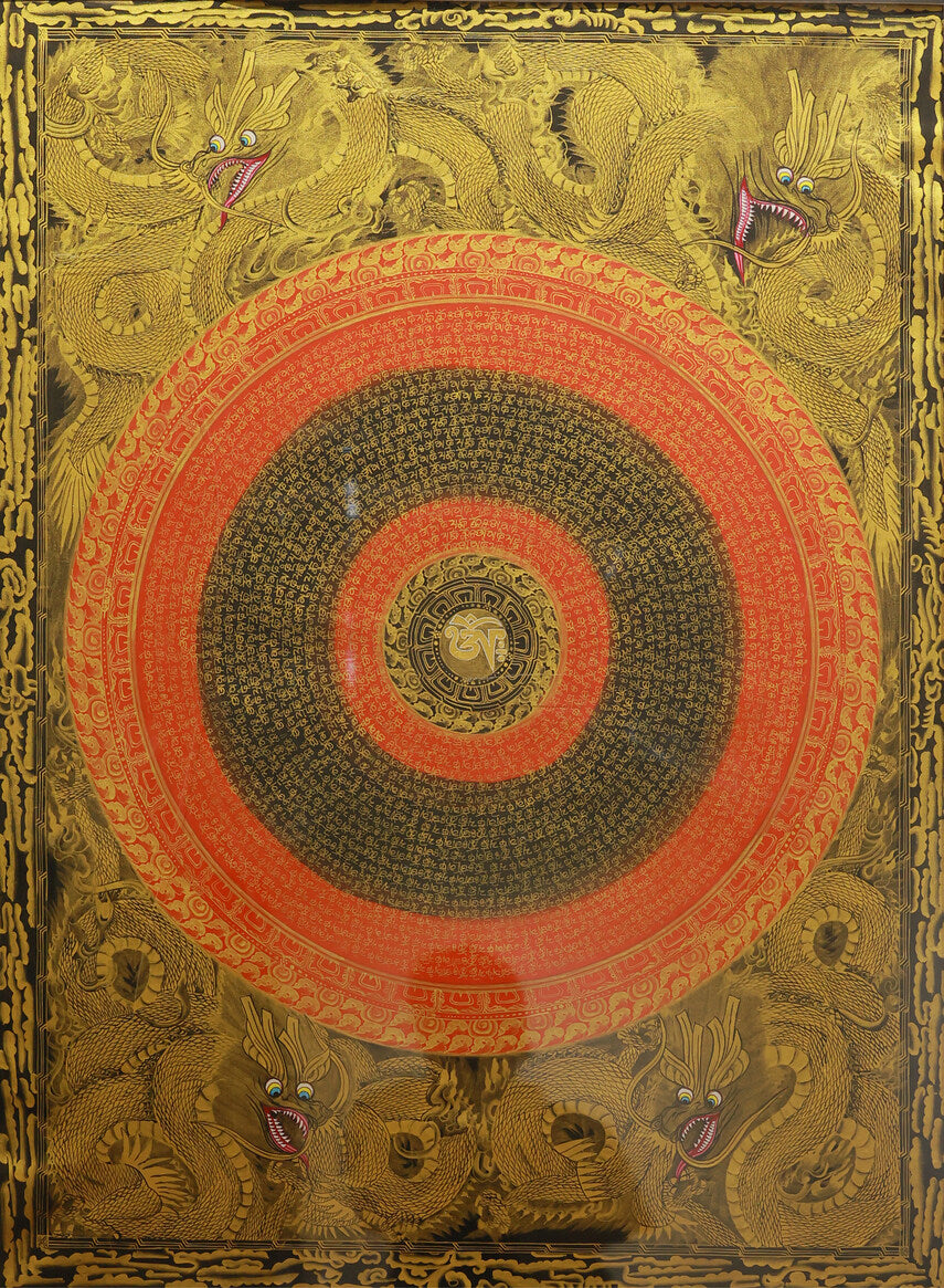 Nepali Hand-Painted Dragon Mandala Thangka: The Divine Cosmos and Artistic Treasure in Tibetan Buddhist Thangka Painting