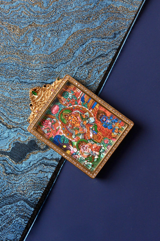 3.5×4.5cm Tibetan Four-Armed Avalokiteshvara Thangka Pendant: Let Compassion Be Your Bridge