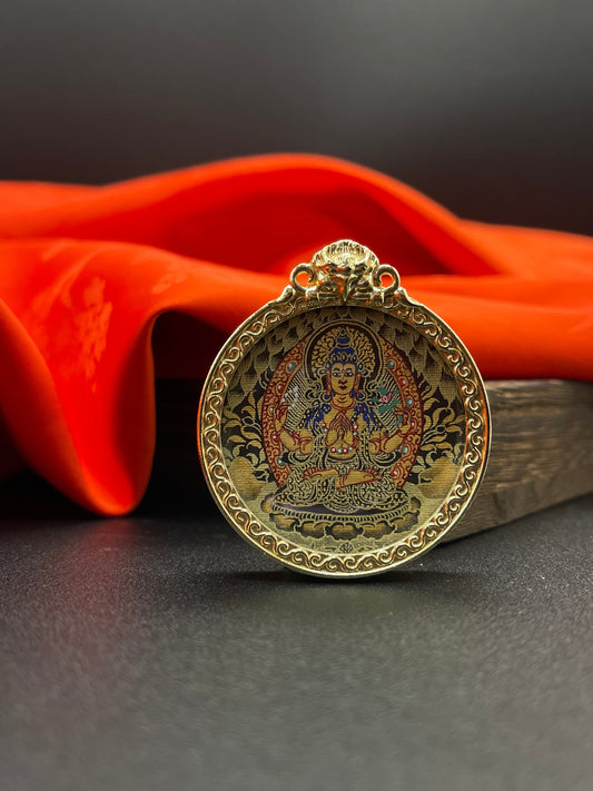 3.5cm Hand-Painted Rekong Black Gold Four-Armed Avalokiteshvara (四臂观音) Buddhist Pendant Tibetan Buddhist Jewelry