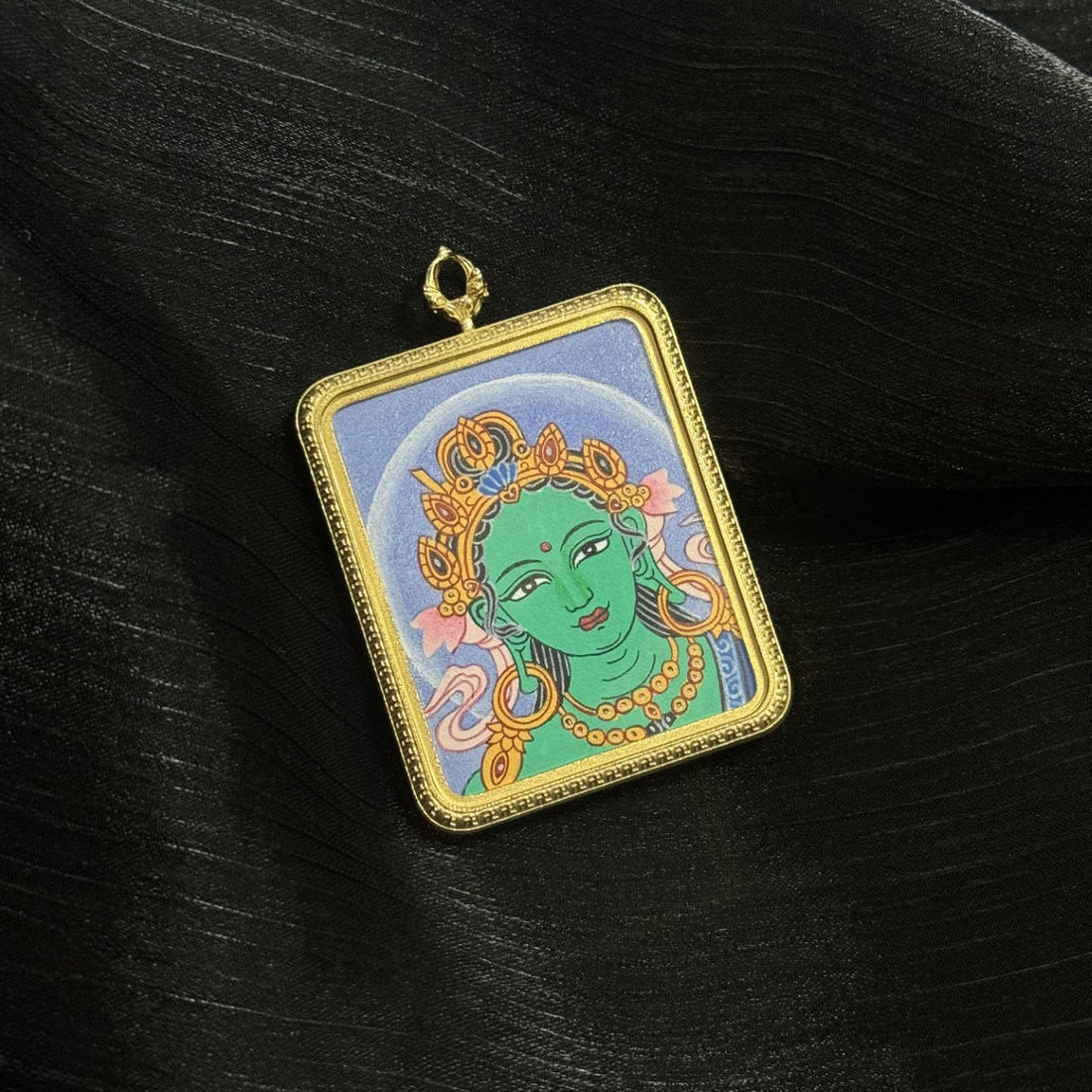 The Liberator from Eight Dangers: Green Tara Buddha Head in the Nepal Bold Tradition
