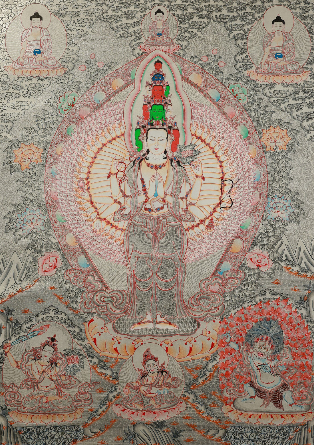 Thousand-Armed Avalokiteshvara Mandala Thangka - A Visual Embodiment of Compassion in Tibetan Buddhist Thangka Painting