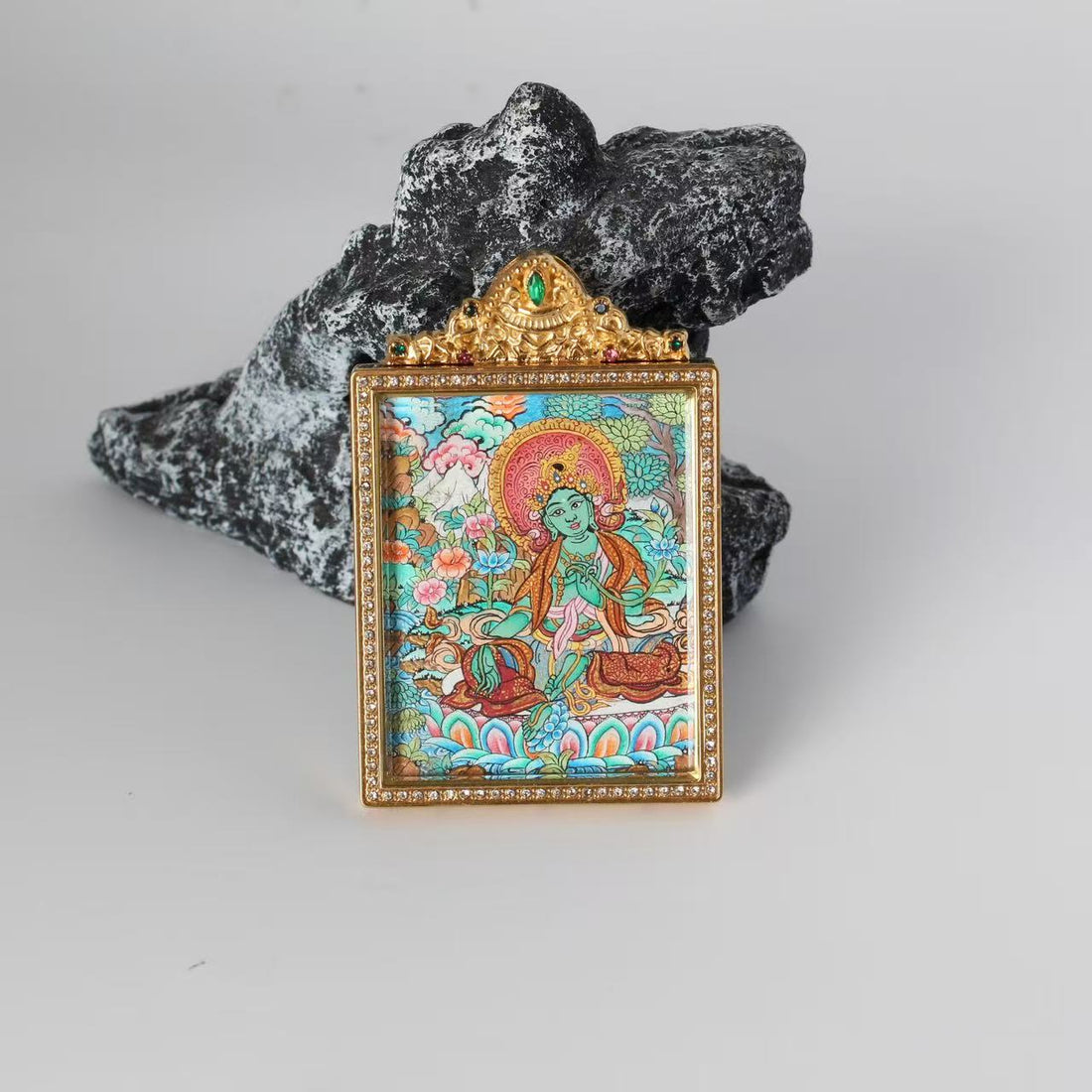 4x5cm Nepal Premium Green Tara Buddhist Pendant: The Goddess of Compassion and Swift Tibetan Buddhist Jewelry