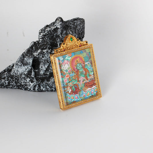 Green Tara Nepal Premium Thangka Pendant: The Goddess of Compassion and Swift Action