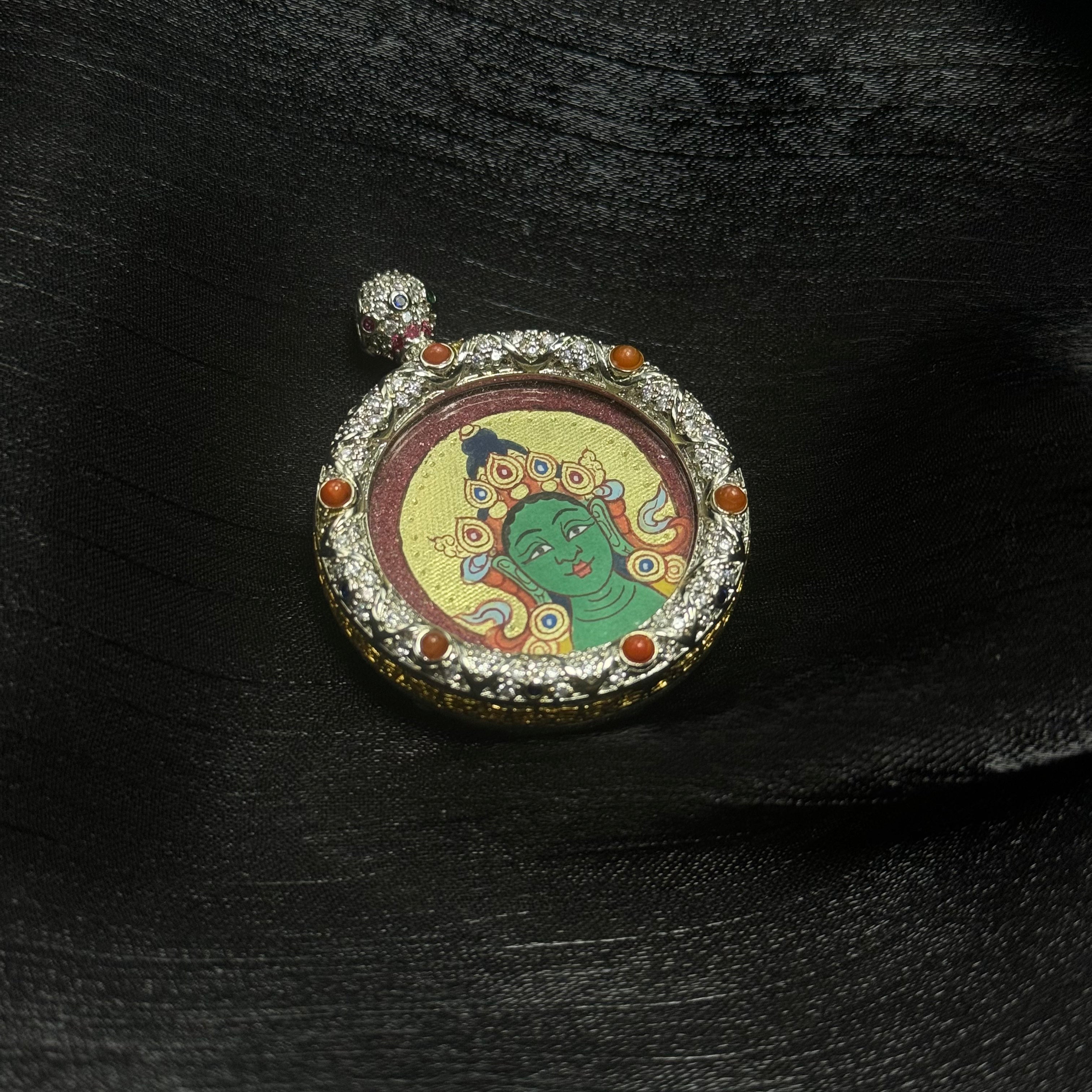 Fresh Look at The Liberator From Eight Dangers Green Tara Buddha Head In