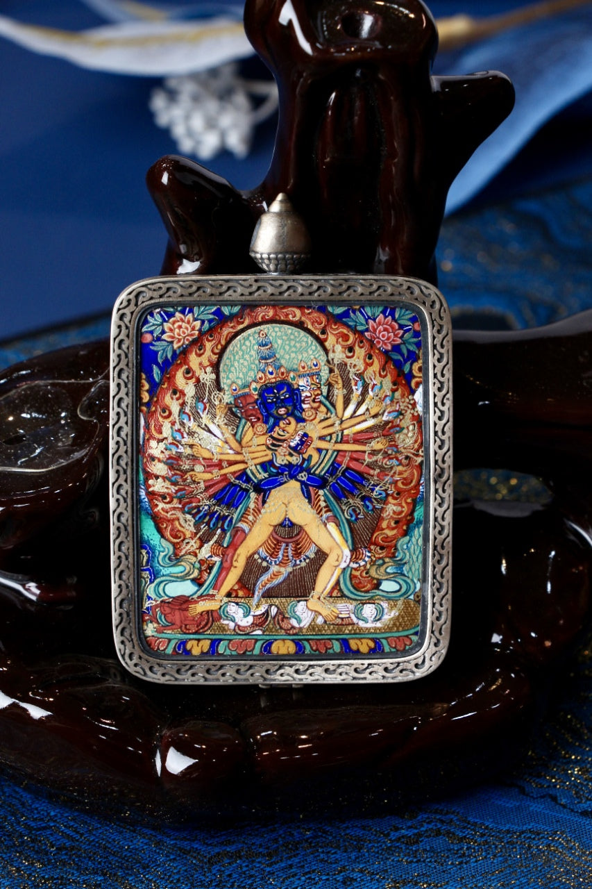 4×5cm Regong Tibetan Kalachakra Buddhist Pendant: A Collectible Vessel of Time & Tibetan Buddhist Jewelry