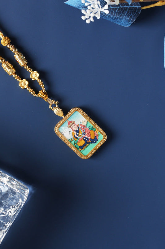 Ksitigarbha Bodhisattva Thangka Pendant: The Bodhisattva of the Hell Beings