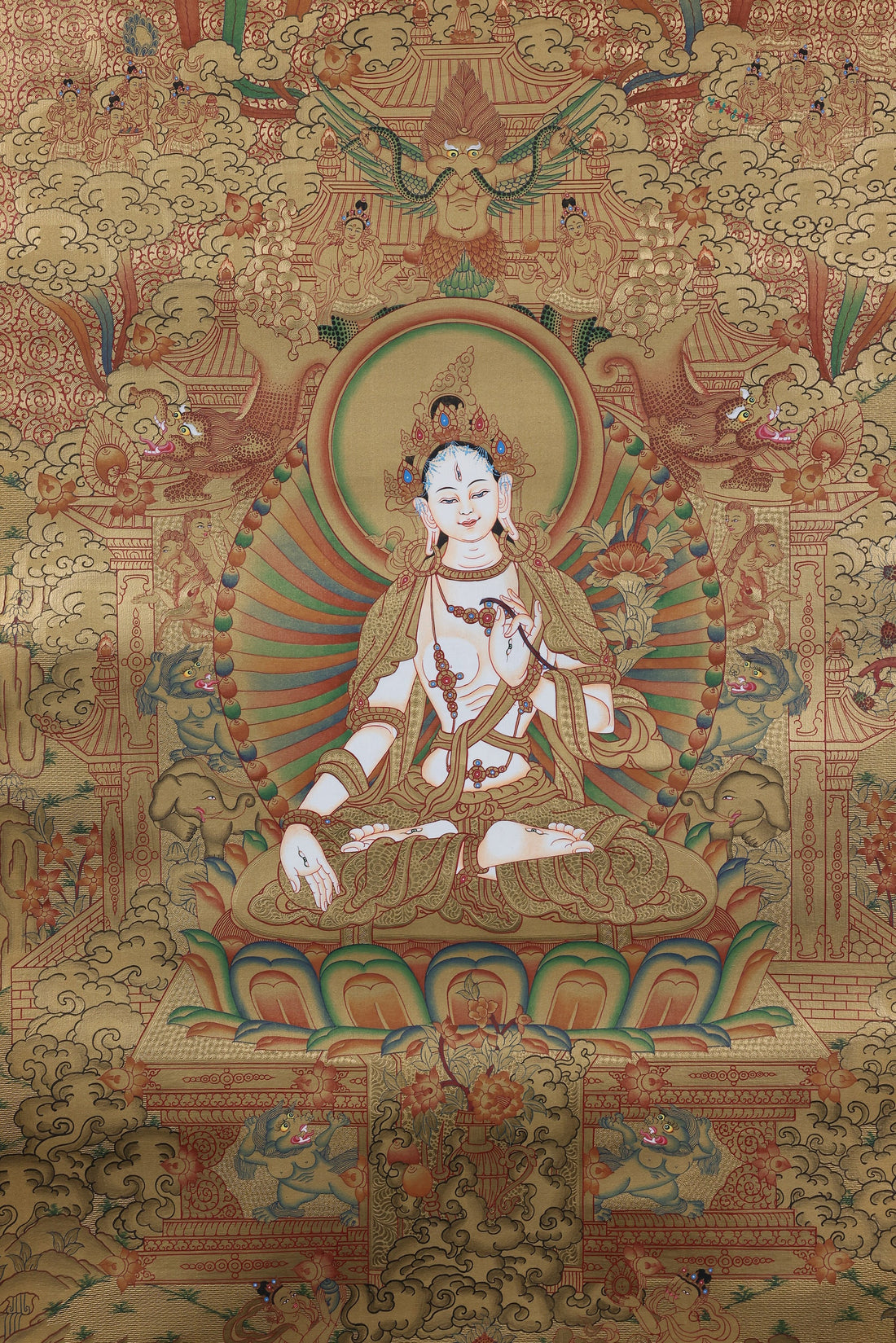 Hand-Painted Mahasthamaprapta Bodhisattva Thangka | Tibetan Buddhist Culture Mineral Pigment Art