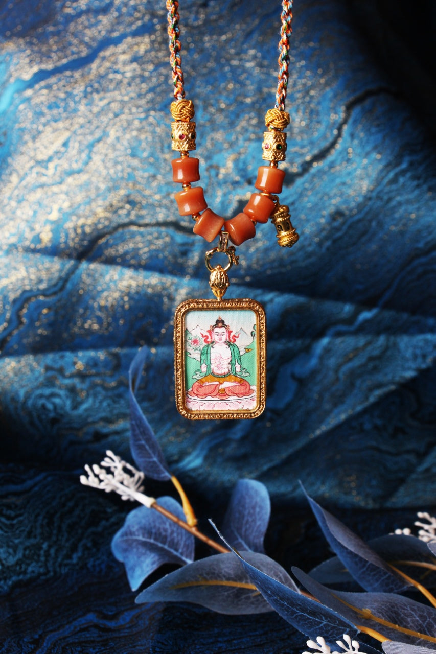 2.5x3.5cm Karma Kagyu Mahasthamaprapta Bodhisattva Buddhist Pendant: The Bodhisattva of Tibetan Buddhist Jewelry