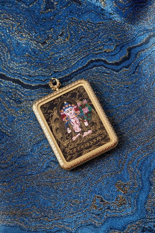 3.5×4.5cm Nepalese Mahasthamaprapta Thangka Pendant: Your Portable Anchor of Compassion in a Chaotic World