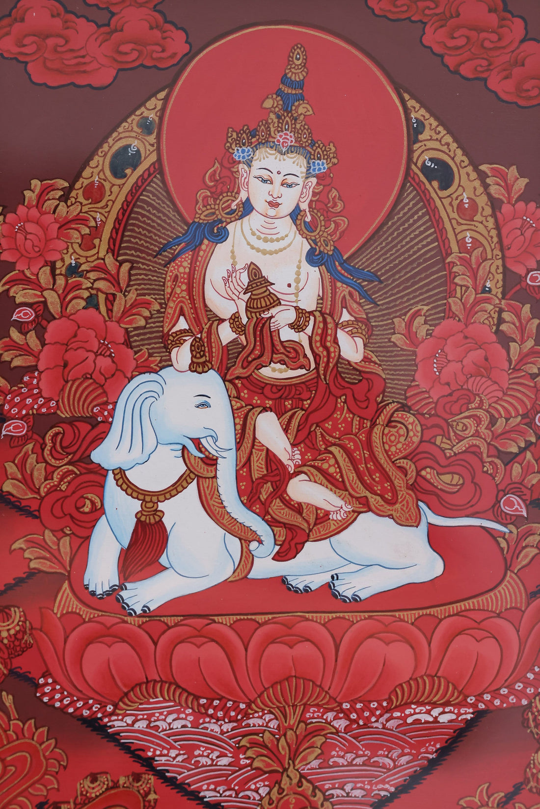 The Great Aspiration in Red Thangka: Samantabhadra Bodhisattva in Tibetan Buddhism – Symbolism and Spiritual Wisdom