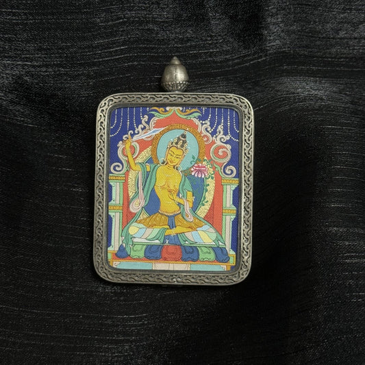 4x5cm Karma Kagyu Manjushri Bodhisattva Buddhist Pendant: The Bodhisattva of Tibetan Buddhist Jewelry