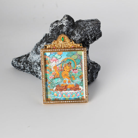 4x5cm Nepal Premium Manjushri Bodhisattva Buddhist Pendant: The Bodhisattva of Tibetan Buddhist Jewelry