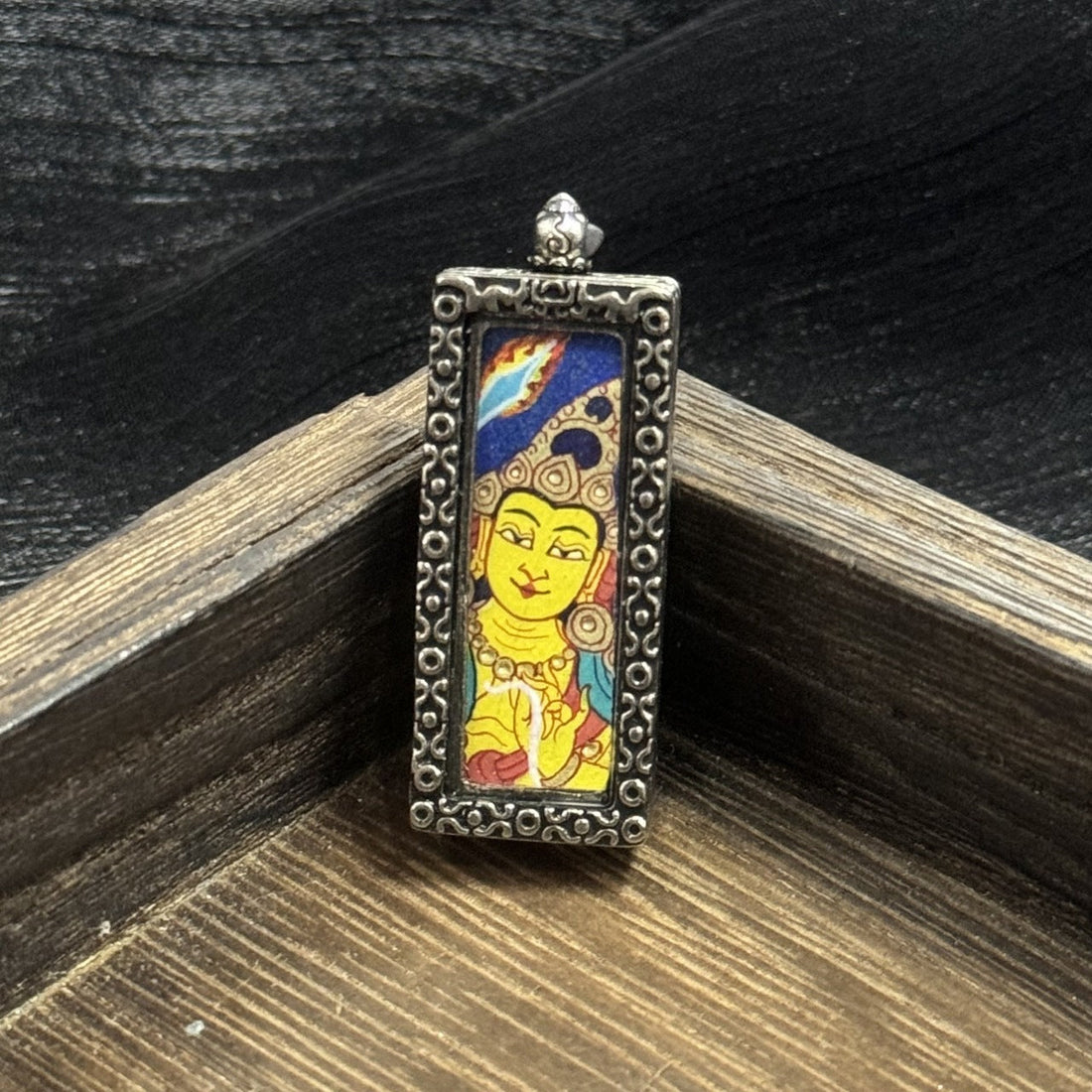 1x3cm Rebgong Buddha Head Manjushri Buddhist Pendant: The Bodhisattva of Wisdom, Insight Tibetan Buddhist Jewelry