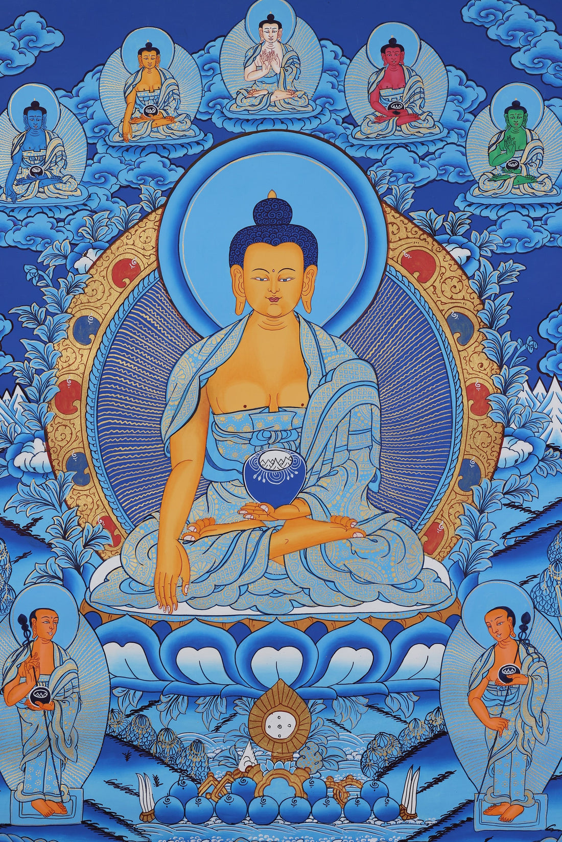 Hand-Painted Medicine Buddha Thangka | Tibetan Buddhist Healing Art