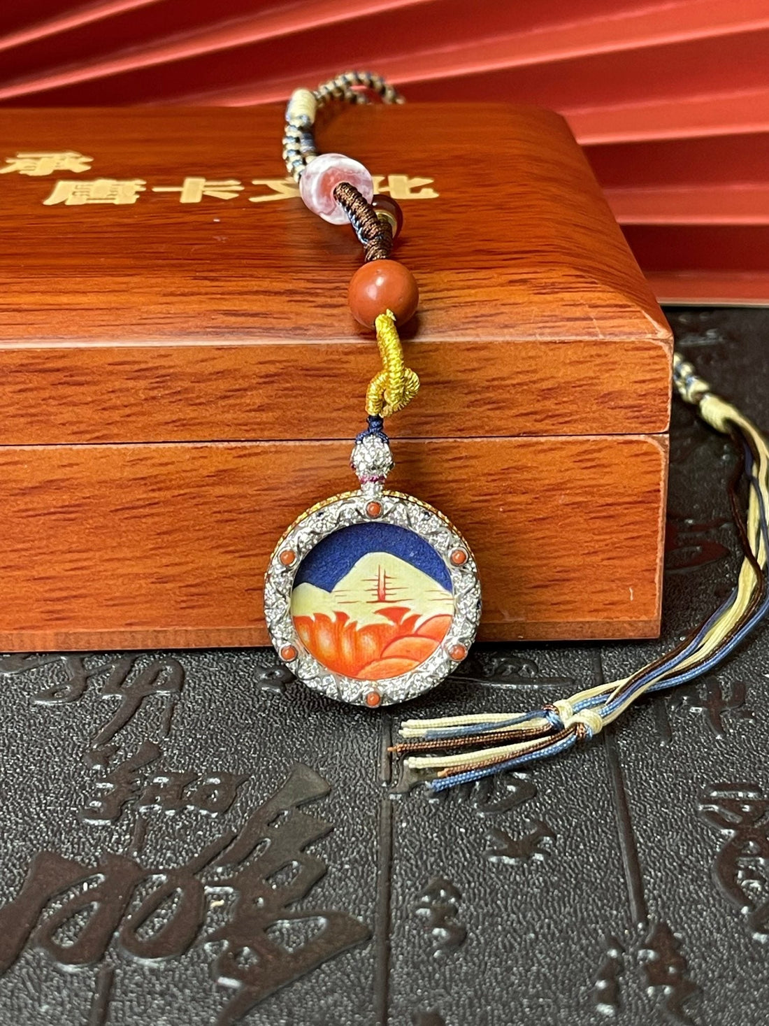 3cm Hand-Painted Mount Kailash Sunrise (日照金山 · 冈仁波齐) Rekong Cultural Buddhist Pendant Tibetan Buddhist Jewelry