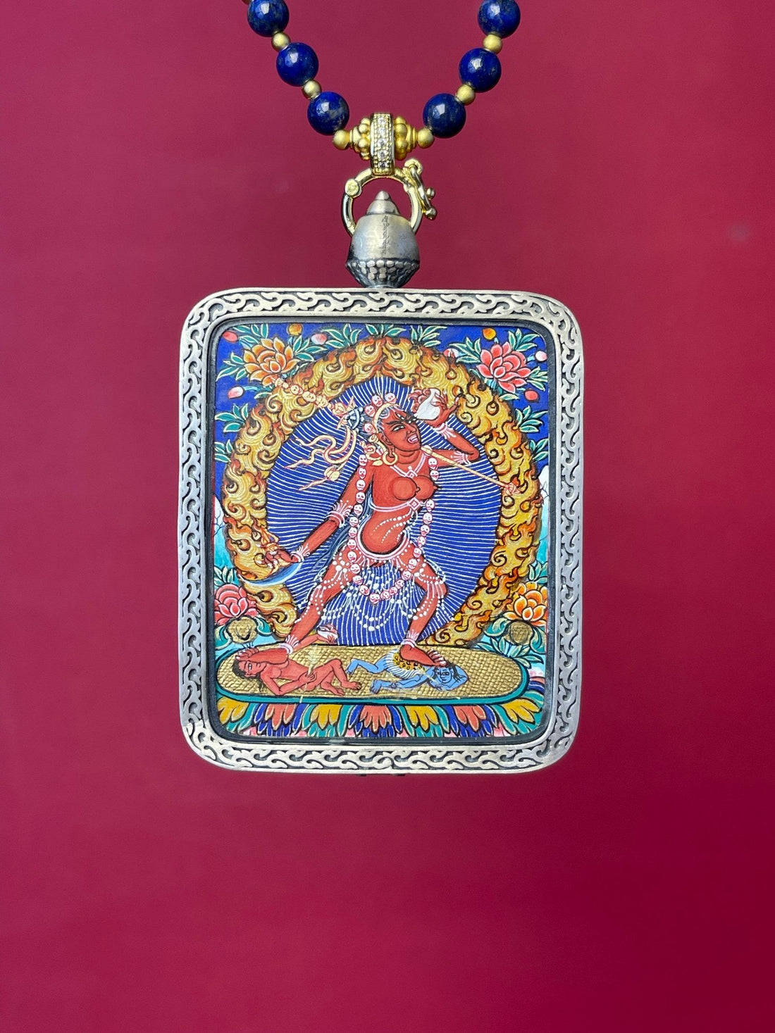 3.5x4.5cm Naro Khechari (纳若空行母) Dakini Buddhist Pendant with Copper Casing: Wisdom Tibetan Buddhist Jewelry