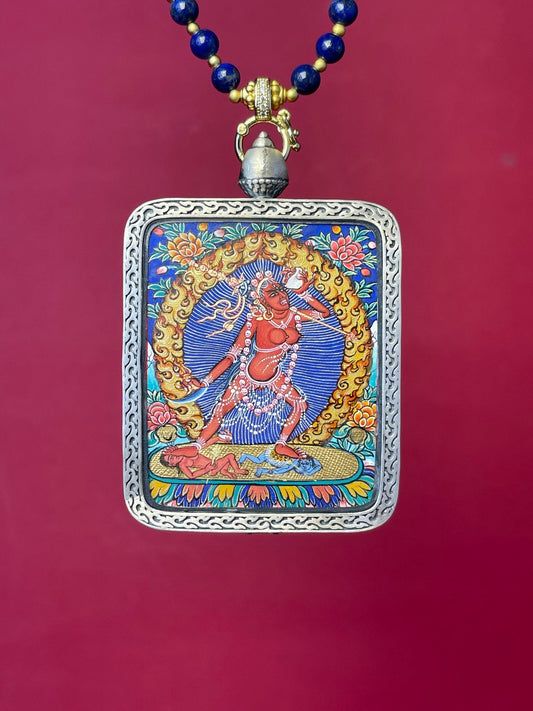 3.5x4.5cm Naro Khechari (纳若空行母) Dakini Buddhist Pendant with Copper Casing: Wisdom Tibetan Buddhist Jewelry