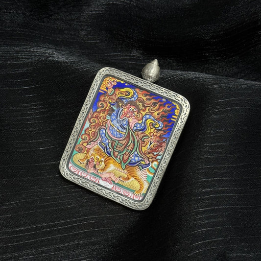 Rebgong Padmasambhava Wrathful Thangka Pendant: The Second Buddha, Founder of Tibetan Buddhism