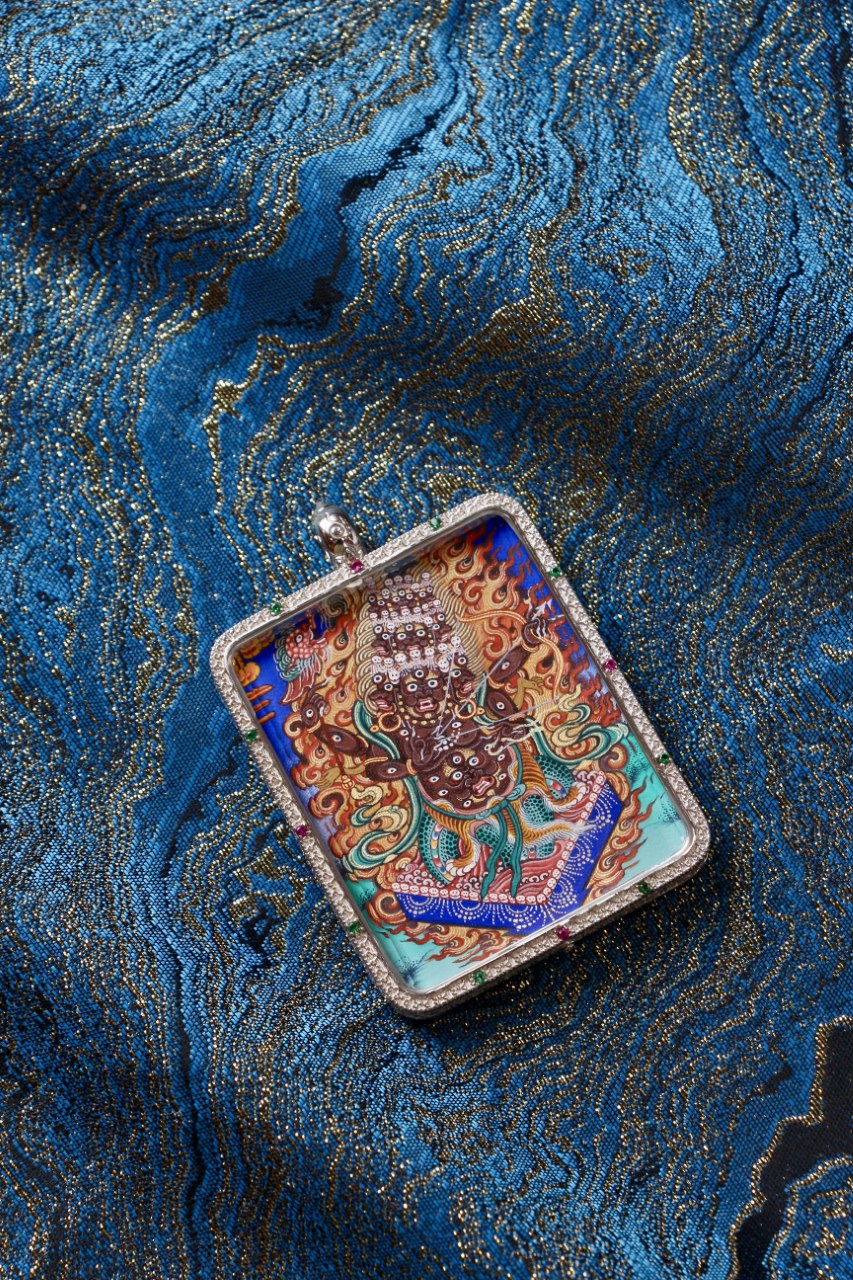 4×5cm Regong Tibetan Rahu Thangka Pendant: The Collectible Amulet That Transmutes Chaos Into Balance