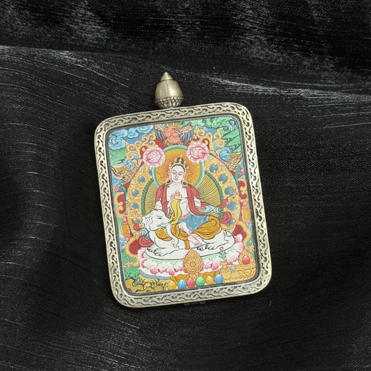 Samantabhadra Bodhisattva Menri Thangka Pendant: The Bodhisattva of Universal Virtue and Great Conduct