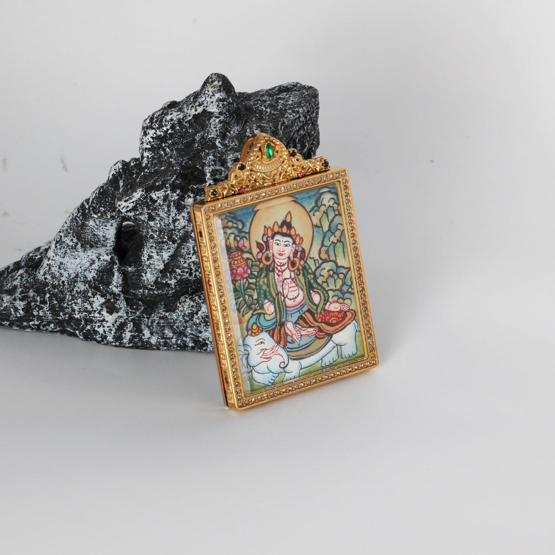 Samantabhadra Bodhisattva Nepal Elegant Thangka Pendant: The Bodhisattva of Universal Virtue