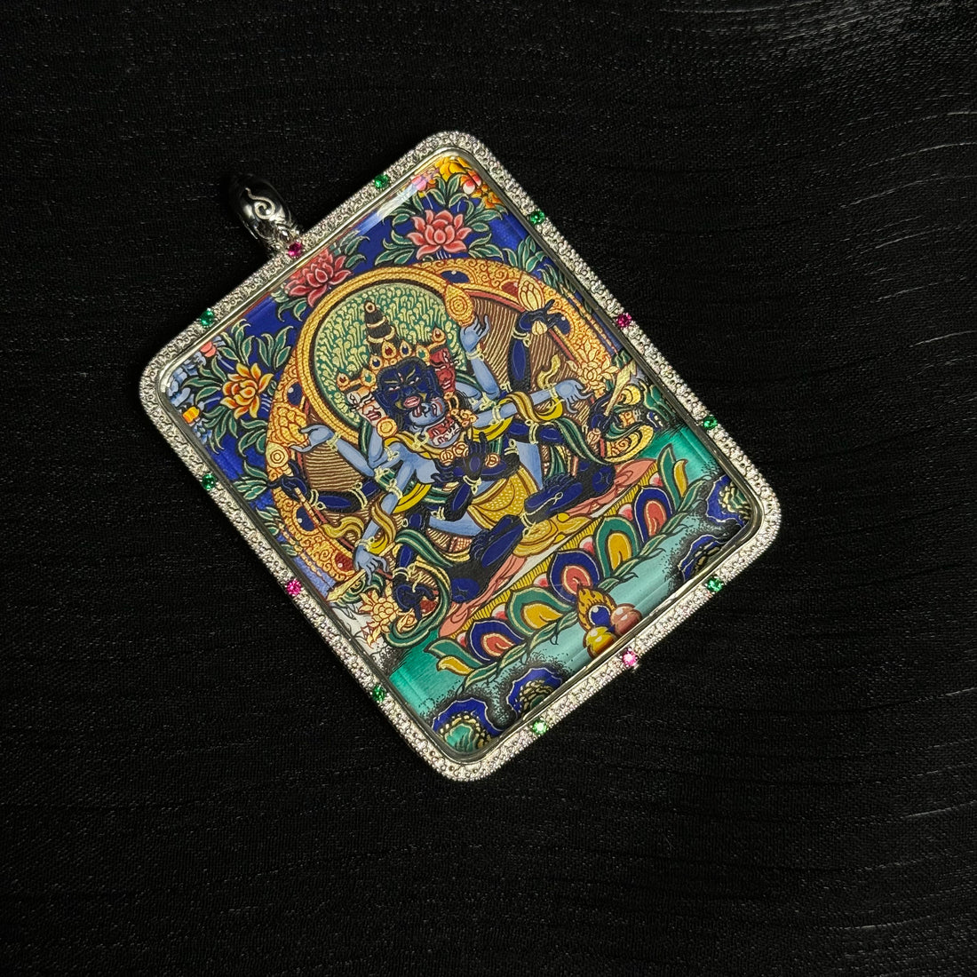 Samvara in Rekong: Compassion, Pacification and Wisdom with the 4x5cm Thangka Pendant and 925 Silver Casing