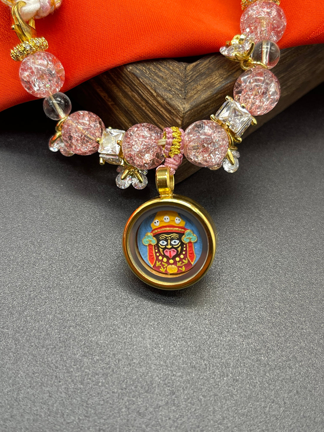 The Female Wealth Deity: Shachilama Painted Tsa-Tsa with Rose Quartz Bracelet