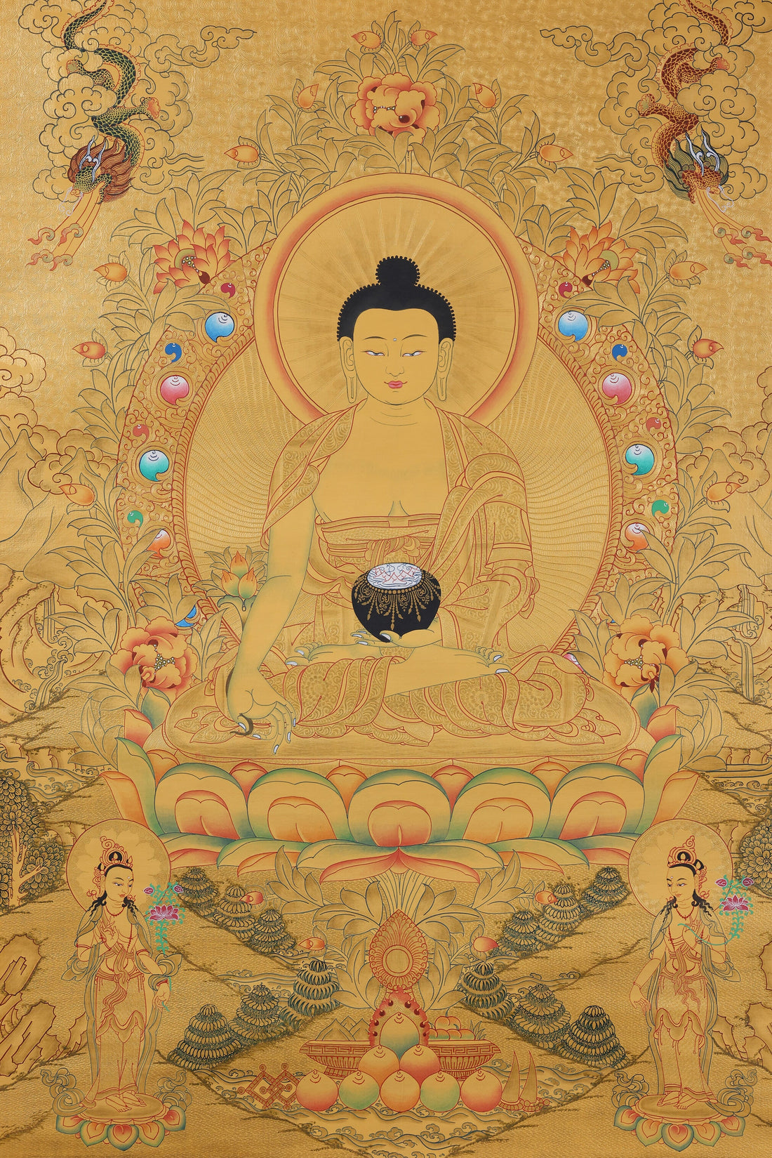 Authentic Tibetan Buddhist Culture Shakyamuni Buddha Enlightenment Gold Thangka