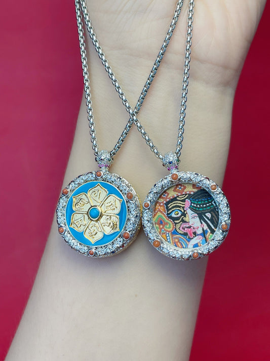 Resilience and Fortune: Nepal Shridevi Past Life Thangka Pendant with Jewellery Copper Casing