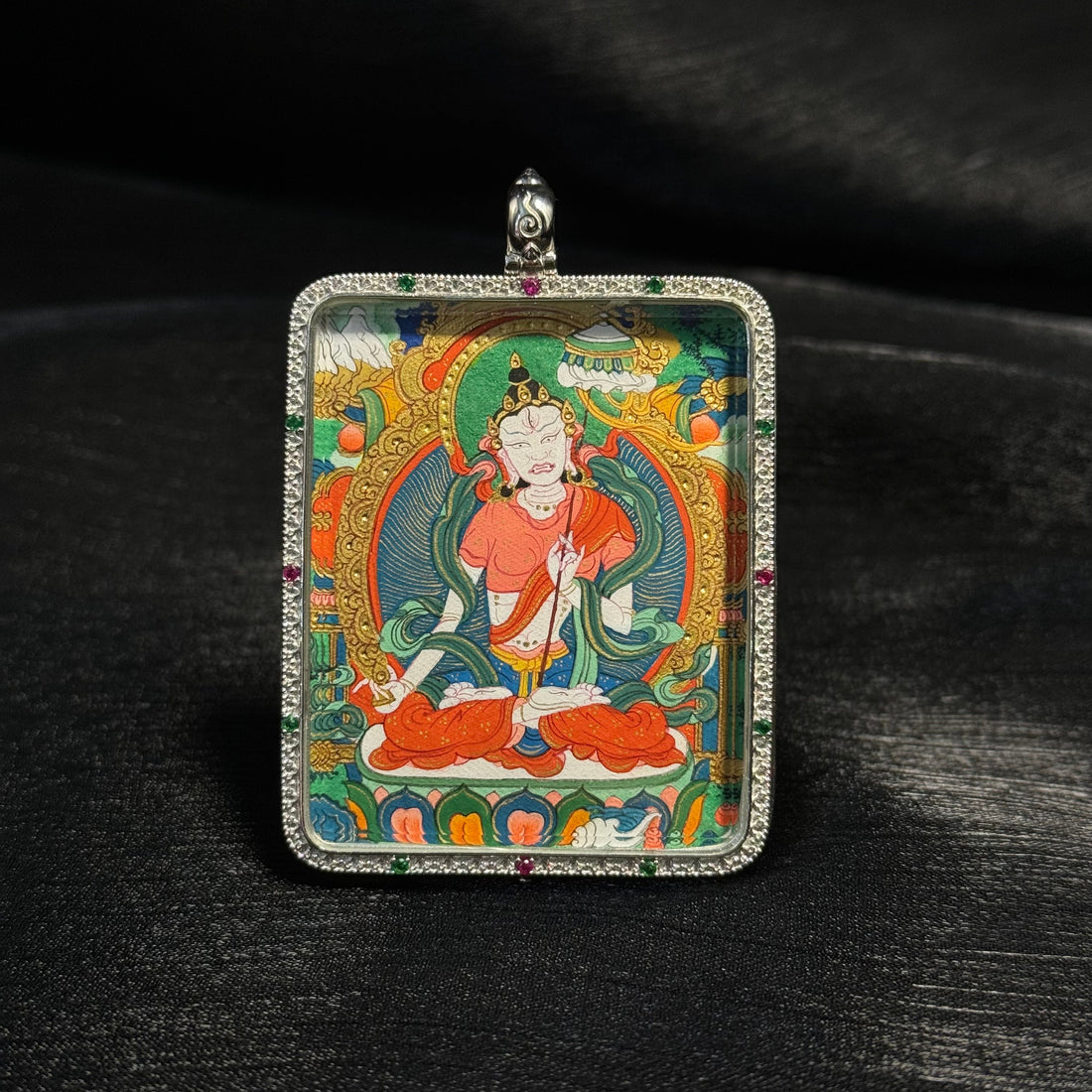 4x5cm Hand-Painted Tibet Sita Patrika Ushnisha (White Umbrella Goddess) Buddhist Pendant Tibetan Buddhist Jewelry