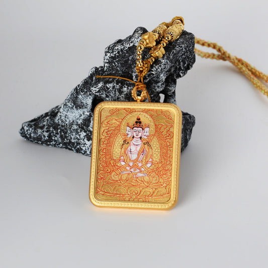4x5cm Karma Kagyu Vairocana Buddha Buddhist Pendant: The Buddha of Cosmic Tibetan Buddhist Jewelry