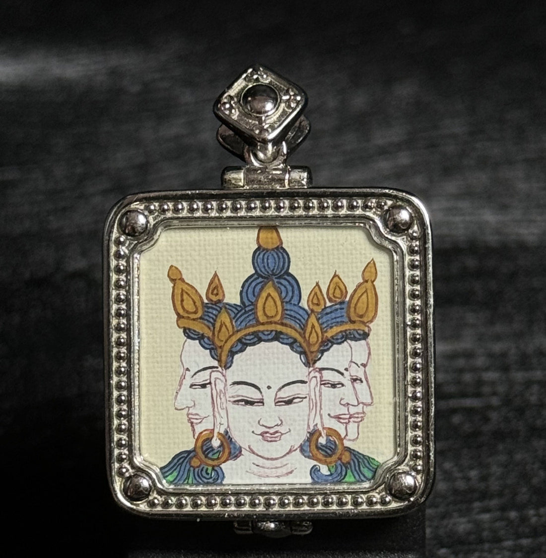 2x2cm Hand-Painted Tibet Vairocana (Great Sun Buddha) Buddhist Pendant: The Luminous Tibetan Buddhist Jewelry