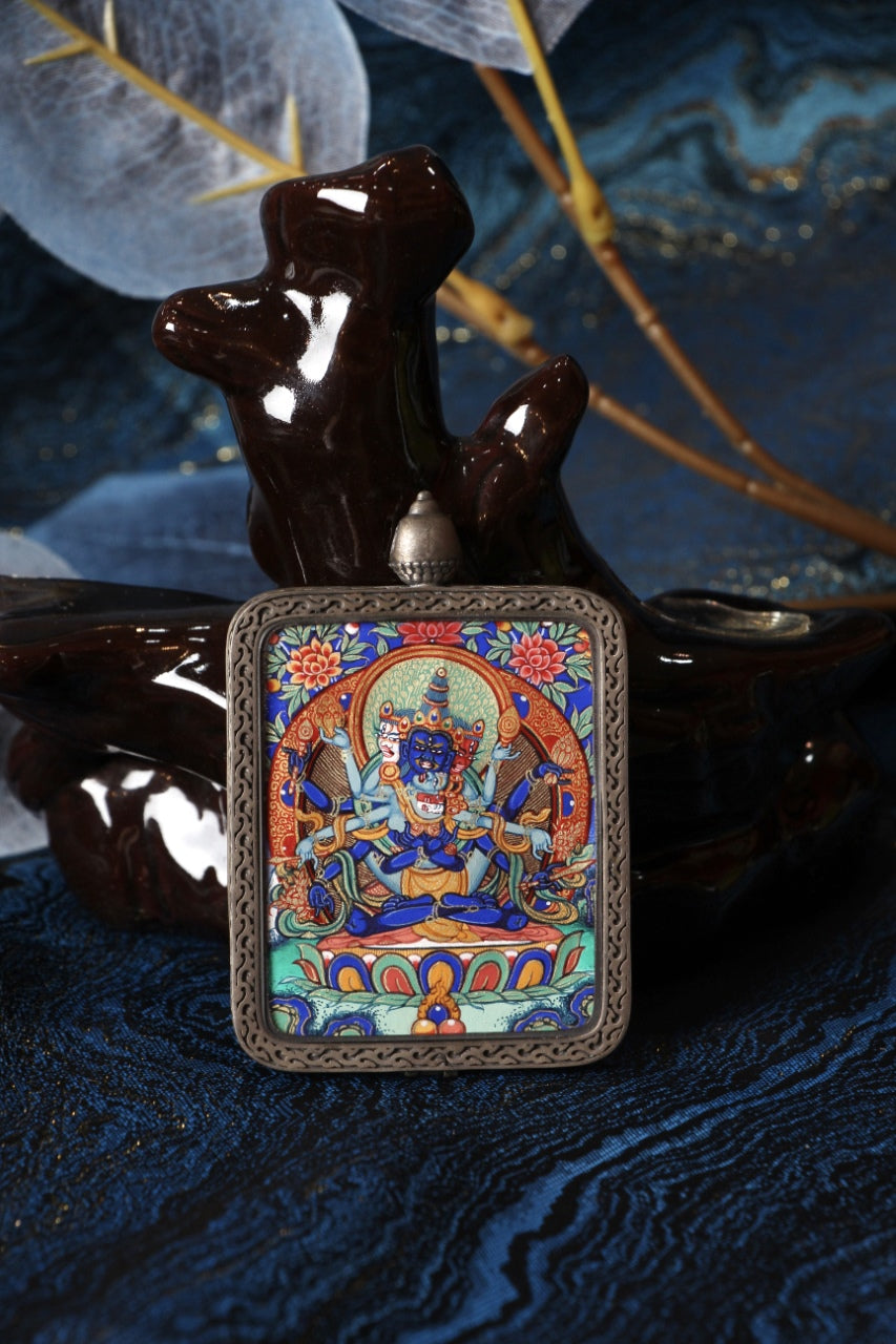 4*5cm Collectible Guhyasamaja Buddhist Pendant from Qinghai | Dunhuang Nine-Color Deer Tibetan Buddhist Jewelry