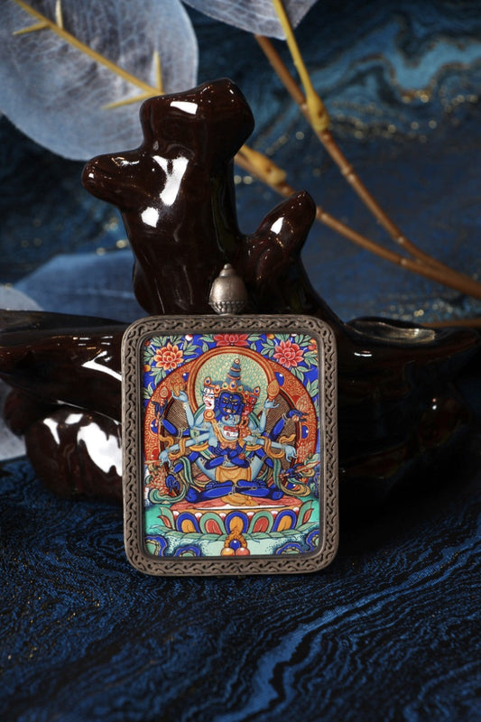 4*5cm Collectible Guhyasamaja Buddhist Pendant from Qinghai | Dunhuang Nine-Color Deer Tibetan Buddhist Jewelry