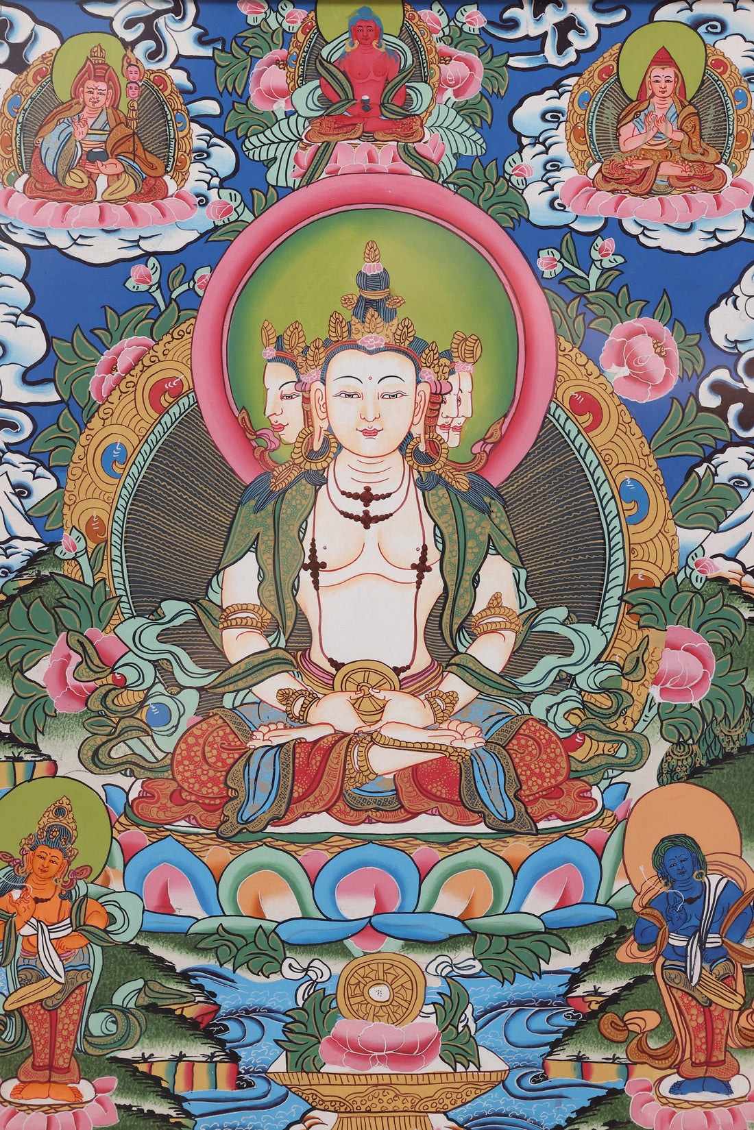 Hand-Painted Tibetan Buddhist Thangka of Vairocana: Mandala of the Diamond Realm and Artistic Decoding