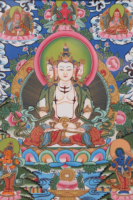 Hand-Painted Tibetan Buddhist Thangka of Vairocana: Mandala of the Diamond Realm and Artistic Decoding